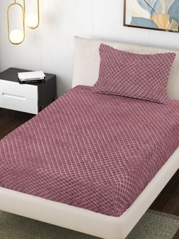 FABINALIV - Mauve Solid Single Bedsheet with Pillow Cover
