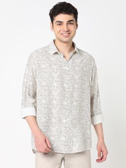 R&B - White Printed Regular Shirt