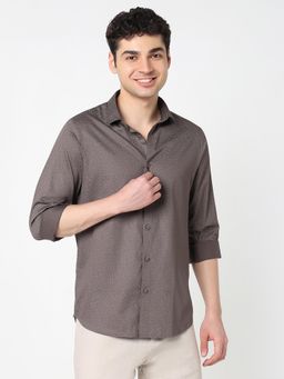 R&B - Grey Printed Slim Shirt
