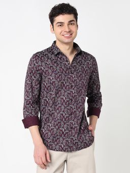 R&B - Maroon Printed Regular Shirt