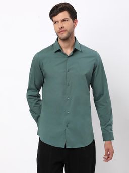 R&B - Green Solid Slim Shirt