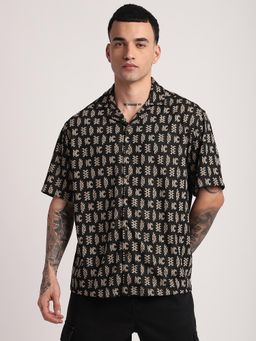 R&B - Black Printed Regular Shirt