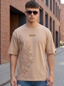Bewakoof - Warm Brown Fragrant Soul Graphic Printed Oversized T-Shirt