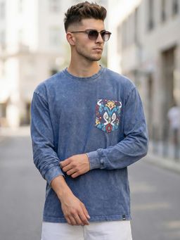 Bewakoof - Blue Washed Oversized T-Shirt