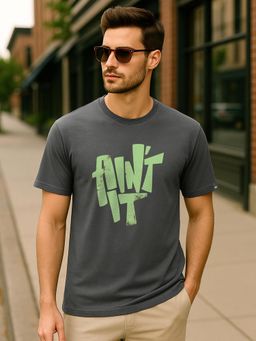 Bewakoof - Dark Shadow Grey Aint It Typography T-Shirt