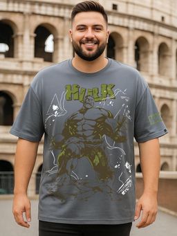 Bewakoof - Marvel Dark Shadow Grey Marvel Hulk Graphic Printed T-Shirt