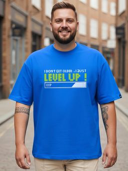 Bewakoof - Blue Level Up Typography T-Shirt