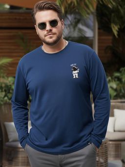 Bewakoof - Navy Blue Peace Out Astronaut Graphic Printed Plus Size T-Shirt