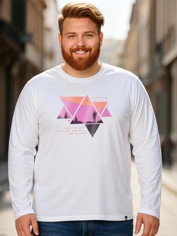 Bewakoof - White Wander Geometry Graphic Printed T-Shirt