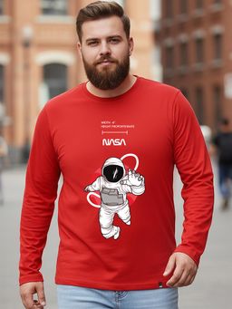 Bewakoof - Nasa Bold Red Nasa Astronaut Graphic Printed T-Shirt