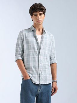 Flying Machine - Blue Tartan Checked Slim Fit Shirt