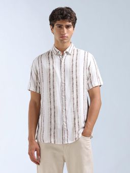 Flying Machine - White Originals Vertical Striped Shirt