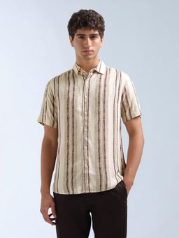 Flying Machine - Beige Originals Vertical Striped Shirt