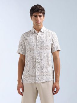 Flying Machine - White Originals Geometric Printed Shirt
