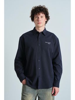 Bonkers Corner - Navy Blue Oversized Classic Full Sleeve Shirt