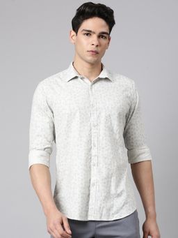 Classic Polo - Blue Full Sleeve Slim Fit Aop Cotton Casual Shirt