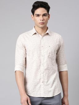 Classic Polo - Brown Full Sleeve Slim Fit Aop Cotton Casual Shirt