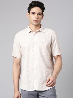 Classic Polo - Brown Half Sleeve Slim Fit Aop Cotton Casual Shirt