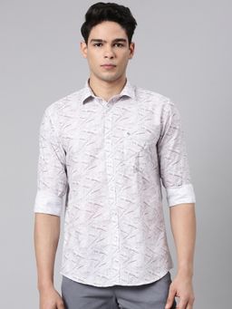 Classic Polo - Brown Full Sleeve Slim Fit Aop Cotton Casual Shirt