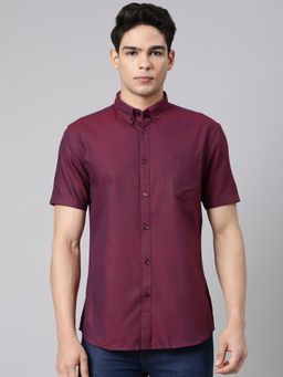 Classic Polo - Half Sleeve Maroon Milano Fit Solid Cotton Casual Shirt