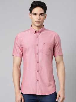 Classic Polo - Half Sleeve Dark Pink Milano Fit Solid Cotton Shirt