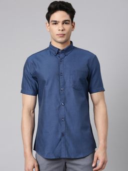 Classic Polo - Half Sleeve Navy Blue Milano Fit Solid Cotton Shirt