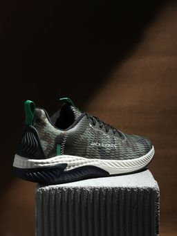 Jack & Jones - Green Camo Print Mesh Sneakers