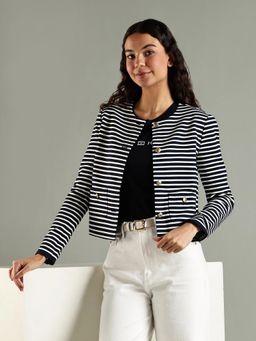 Tommy Hilfiger - Slim Fit Viscose Round Collar Open-Front Jacket