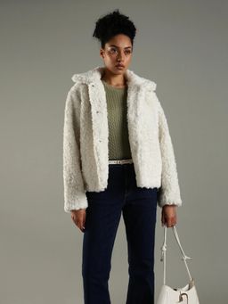Tommy Hilfiger - Regular Fit Polyester Spread Collar Fur Jacket