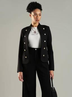 Tommy Hilfiger - Regular Fit Viscose Band Collar Open-Front Jacket