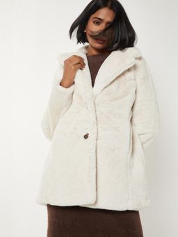 max - Women Solid Faux Fur Jacket