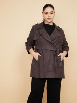 max - Women Suede Longline Overcoat