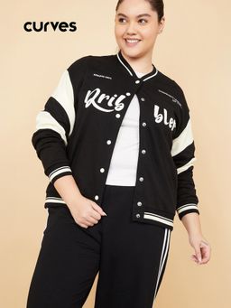 max - Women Printed Boxy Fit Varsity Jacket