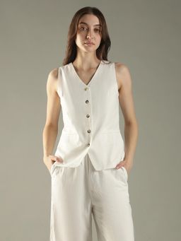 Tommy Hilfiger - Slim Fit Linen V-Neck Waistcoat