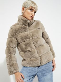 max - Women Faux Fur Padded Oversized Jacket