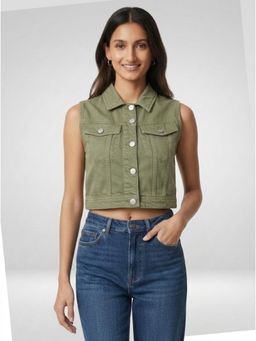 Spykar - Women Green Solid Straight Fit Trucker Jacket