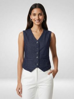 Spykar - Women Blue Solid Straight Fit Trucker Jacket