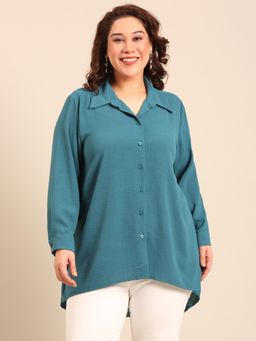 THE PINK MOON - Teal Button Shirt