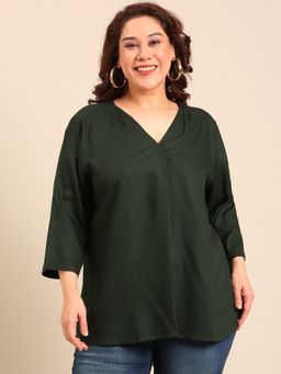 THE PINK MOON - Dark green Front Pleat Top