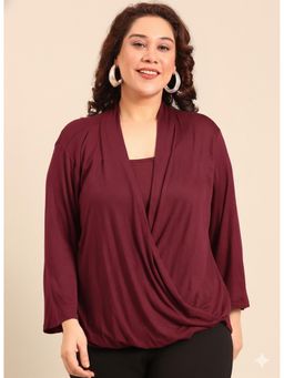 THE PINK MOON - Burgundy Jersey Overlap Top