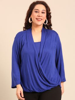 THE PINK MOON - Cobalt Jersey Overlap Top - Blue