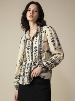 Outzidr - Cream Printed Top