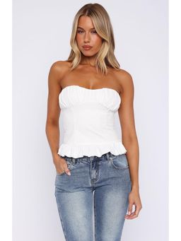 Outzidr - White Tube Bustier Solid Top