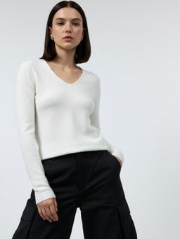 Outzidr - White Sweetheart Neck Inside Fleece Top