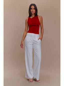 Outzidr - Red Sleeveless Back Panel Detail Top