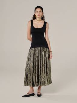 PUNEET KAPOOR LABEL - Black Noir Gilded Drop Waist Dress