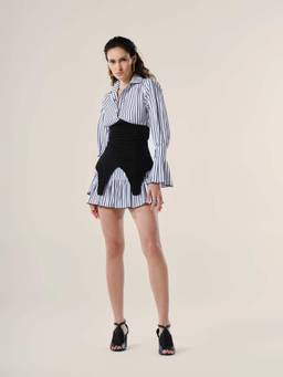 PUNEET KAPOOR LABEL - Black Monochrome Shirt Dress