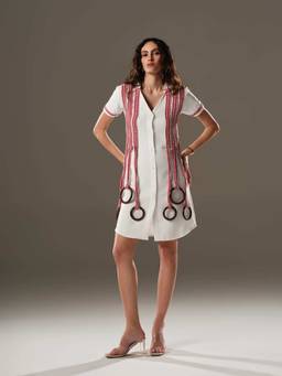 PUNEET KAPOOR LABEL - White Collar Neck Shirt Dress