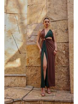 PUNEET KAPOOR LABEL - Brown Marina Block Dress