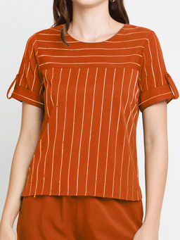 Zink London - Womens Brown Stripes Top